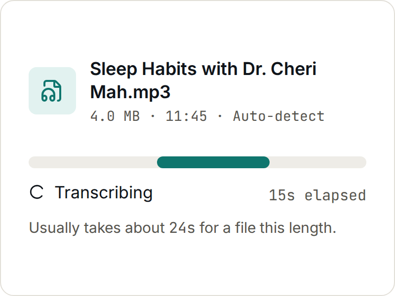 Transcription progress for a one-hour recording