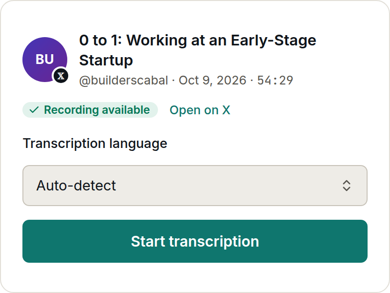 The Space found from the link: title, host, date and length, with the recording available